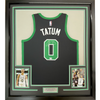 Framed Autographed/Signed Jayson Tatum 35x39 Boston Celtics Black Authentic Swingman Basketball Jersey Fanatics COA