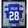 Framed Autographed/Signed Jonathan Taylor 35x39 Indianapolis Blue Football Jersey JSA COA by Hall of Fame Sports Memorabilia