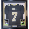Framed Autographed/Signed Taysom Hill 35x39 New Orleans Black Football Jersey Beckett BAS COA