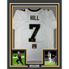 Framed Autographed/Signed Taysom Hill 35x39 New Orleans White Football Jersey JSA COA