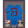 Framed Autographed/Signed Ted Simmons 35x39 St. Louis Blue Baseball Jersey JSA COA by Hall of Fame Sports Memorabilia
