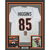 Framed Autographed/Signed Tee Higgins 35x39 Cincinnati White Football Jersey JSA COA