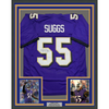 Framed Autographed/Signed Terrell Suggs 35x39 Baltimore Purple Football Jersey JSA COA #2