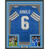 Framed Autographed/Signed Terrion Arnold 35x39 Detroit Blue Football Jersey Beckett BAS COA by Hall of Fame Sports Memorabilia