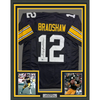 Framed Autographed/Signed Terry Bradshaw 35x39 Pittsburgh Black Football Jersey Beckett BAS COA by Hall of Fame Sports Memorabilia