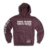 Thick Thighs Thin Patience Hoodie by Luckless Outfitters