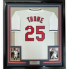 Framed Autographed/Signed Jim Thome 35x39 Cleveland White Baseball Jersey JSA COA