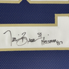 Framed Autographed/Signed Tim Brown 35x39 Heisman 87 Notre Dame Blue College Football Jersey Beckett BAS COA