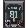 Framed Autographed/Signed Tim Brown 35x39 Raider 4 Life Oakland Black Football Jersey JSA COA