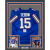 Framed Autographed/Signed Tim Tebow 35x39 Florida Blue College Football Jersey PSA/DNA COA