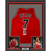 Framed Autographed/Signed Toni Kukoc 35x39 Chicago Red Basketball Jersey JSA COA