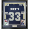 Framed Autographed/Signed Tony Dorsett 35x39 Dallas Dark Blue Football Jersey JSA COA