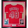 Framed Autographed/Signed Torii Hunter 35x39 Los Angeles Anaheim Red Baseball Jersey Beckett BAS COA by Hall of Fame Sports Memorabilia