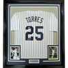Framed Autographed/Signed Gleyber Torres 35x39 New York Pinstripe Baseball Jersey Beckett BAS COA