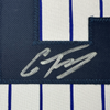 Framed Autographed/Signed Gleyber Torres 35x39 New York Pinstripe Baseball Jersey Beckett BAS COA