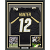 Framed Autographed/Signed Travis Hunter 35x39 Colorado Black College Football Jersey Beckett BAS COA by Hall of Fame Sports Memorabilia