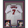 Framed Autographed/Signed Trea Turner 35x39 Washington White Baseball Jersey Beckett BAS COA