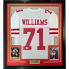 Framed Autographed/Signed Trent Williams 35x39 San Francisco White Football Jersey Beckett BAS COA