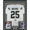 Framed Autographed/Signed Trevon Moehrig 35x39 Las Vegas Oakland White Football Jersey JSA COA