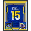 Framed Autographed/Signed Tutu Atwell 35x39 Los Angeles LA Blue Football Jersey Beckett BAS COA