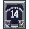Framed Autographed/Signed Ty Detmer 35x39 Heisman 90 Brigham Young BYU Blue College Football Jersey JSA COA by Hall of Fame Sports Memorabilia