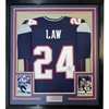 Framed Autographed/Signed Ty Law 35x39 New England Blue Football Jersey JSA COA by Hall of Fame Sports Memorabilia