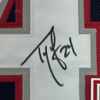 Framed Autographed/Signed Ty Law 35x39 New England Blue Football Jersey JSA COA by Hall of Fame Sports Memorabilia