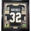 Framed Autographed/Signed Tyrann Mathieu 35x39 New Orleans Black Football Jersey JSA COA