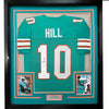 Framed Autographed/Signed Tyreek Hill 35x39 Miami Retro Teal Football Jersey JSA COA