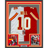 Framed Autographed/Signed Tyreek Hill 35x39 Kansas City Split Red/White Football Jersey JSA COA