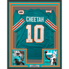 Framed Autographed/Signed Tyreek Hill 35x39 Cheetah Miami Retro Teal Football Jersey Beckett BAS COA