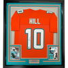 Framed Autographed/Signed Tyreek Hill 35x39 Miami Orange Retro Football Jersey JSA COA by Hall of Fame Sports Memorabilia