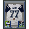 Framed Autographed/Signed Tyron Smith 35x39 Dallas Color Rush White Football Jersey JSA COA