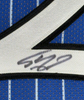 Framed Autographed/Signed Shaquille Shaq O'Neal 35x39 Orlando Blue Pinstripe Basketball Jersey Beckett BAS COA by Hall of Fame Sports Memorabilia