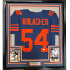 Framed Autographed/Signed Brian Urlacher 35x39 HOF 18 Chicago Blue Retro Football Jersey Beckett BAS COA by Hall of Fame Sports Memorabilia
