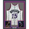 Framed Autographed/Signed Vince Carter 35x39 Toronto Raptors White Authentic Basketball Jersey Fanatics COA