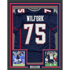 Framed Autographed/Signed Vince Wilfork 35x39 New England Blue Football Jersey Beckett BAS COA by Hall of Fame Sports Memorabilia