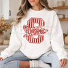 Vintage Coquette Letter C Christmas Sweatshirt | Candy Cane Bow Crewneck