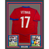 Framed Autographed/Signed Vitinha 35x39 PSG Paris Saint Germain Red Soccer Futbol Jersey Beckett BAS COA by Hall of Fame Sports Memorabilia