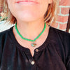 Kelly Green Bead Choker with Turquoise Drop by mend metalworks