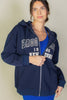 Graphic Drop Shoulder Zipper Up Hoodie