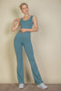 Solid Flare Leg Sports Jumpsuit