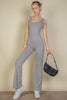 Solid Flare Leg Sports Jumpsuit