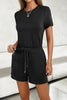 Round Neck Solid Drawstring Pockets Romper