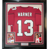 Framed Autographed/Signed Kurt Warner 35x39 Arizona Red Football Jersey JSA COA