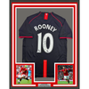 Framed Autographed/Signed Wayne Rooney 35x39 Manchester United Black 2008 Soccer Jersey Beckett BAS COA by Hall of Fame Sports Memorabilia