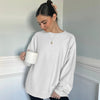 White Oversized Corded Crew by Ivy + Cloth