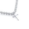 Royal Slugger Iced Out Baseball Bead Necklace | Light Blue & White