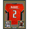 Framed Autographed/Signed Willis McGahee 35x39 "01 Champs" Miami Orange College Football Jersey Beckett BAS COA by Hall of Fame Sports Memorabilia