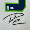 Framed Autographed/Signed Russell Wilson 35x39 Seattle Seahawks White Authentic Football Jersey Beckett BAS COA
